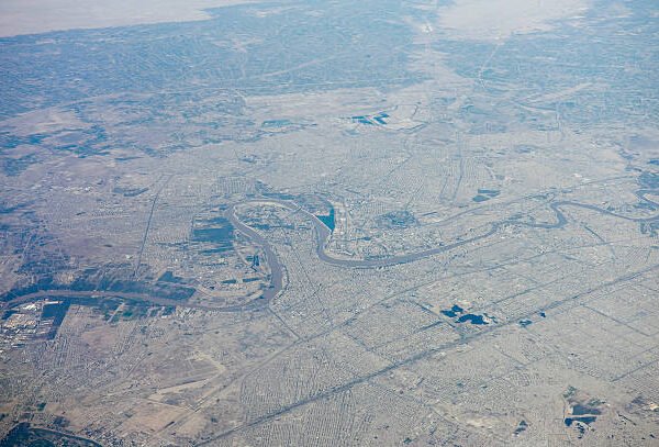 Aerial photo from Baghdad with the river Tigris